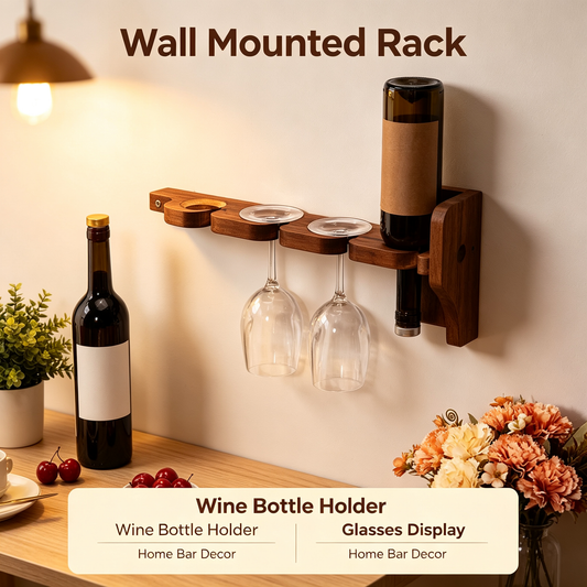 Wooden Wine Glass and Bottle Rack