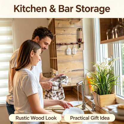 Wooden Wine Glass and Bottle Rack