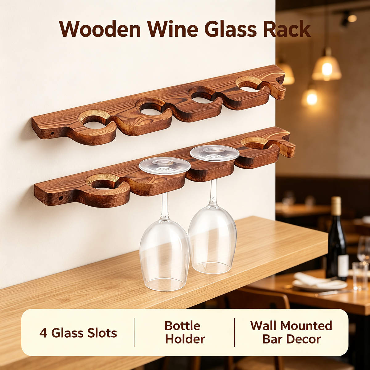 Wooden Wine Glass and Bottle Rack