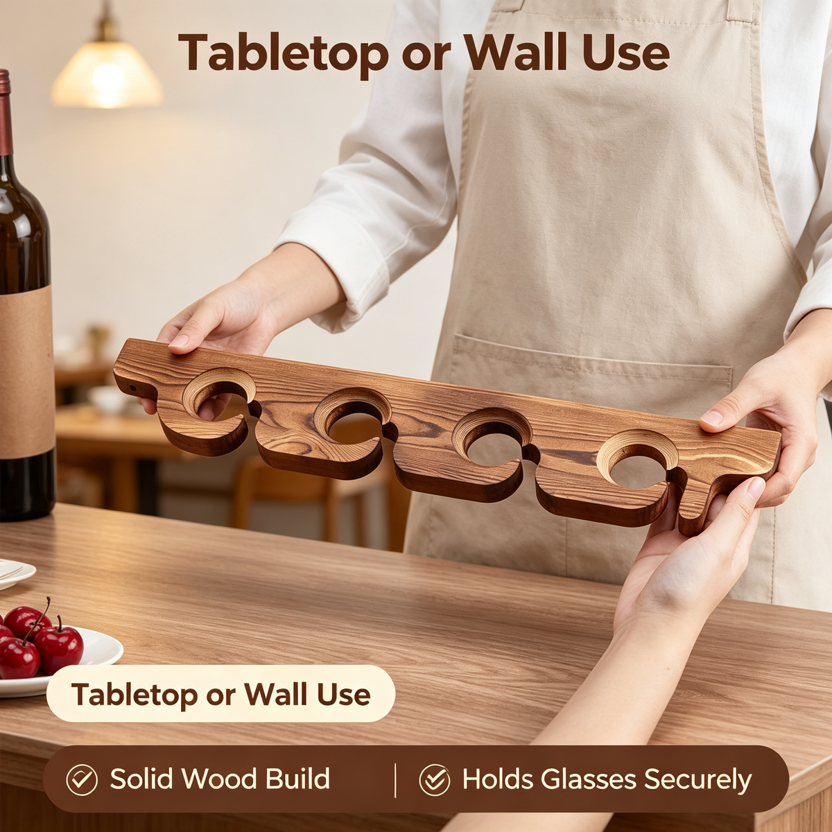 Wooden Wine Glass and Bottle Rack