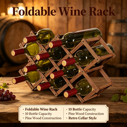 Foldable Pine Wood Wine Rack